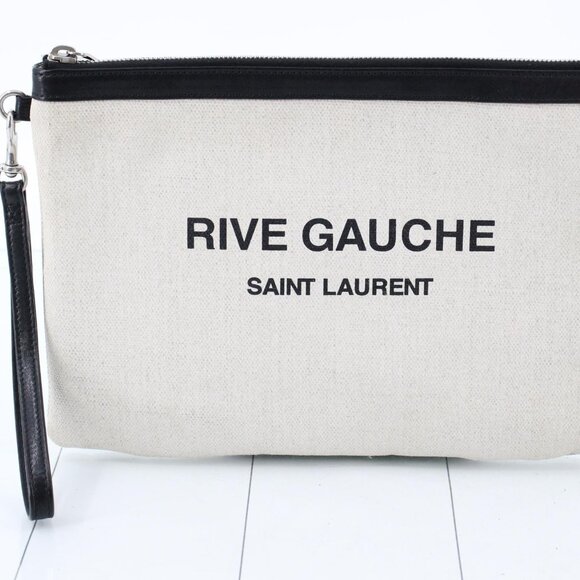 Saint Laurent Canvas Rive Gauche Est. Retail $830 Wristlet - Picture 1 of 16